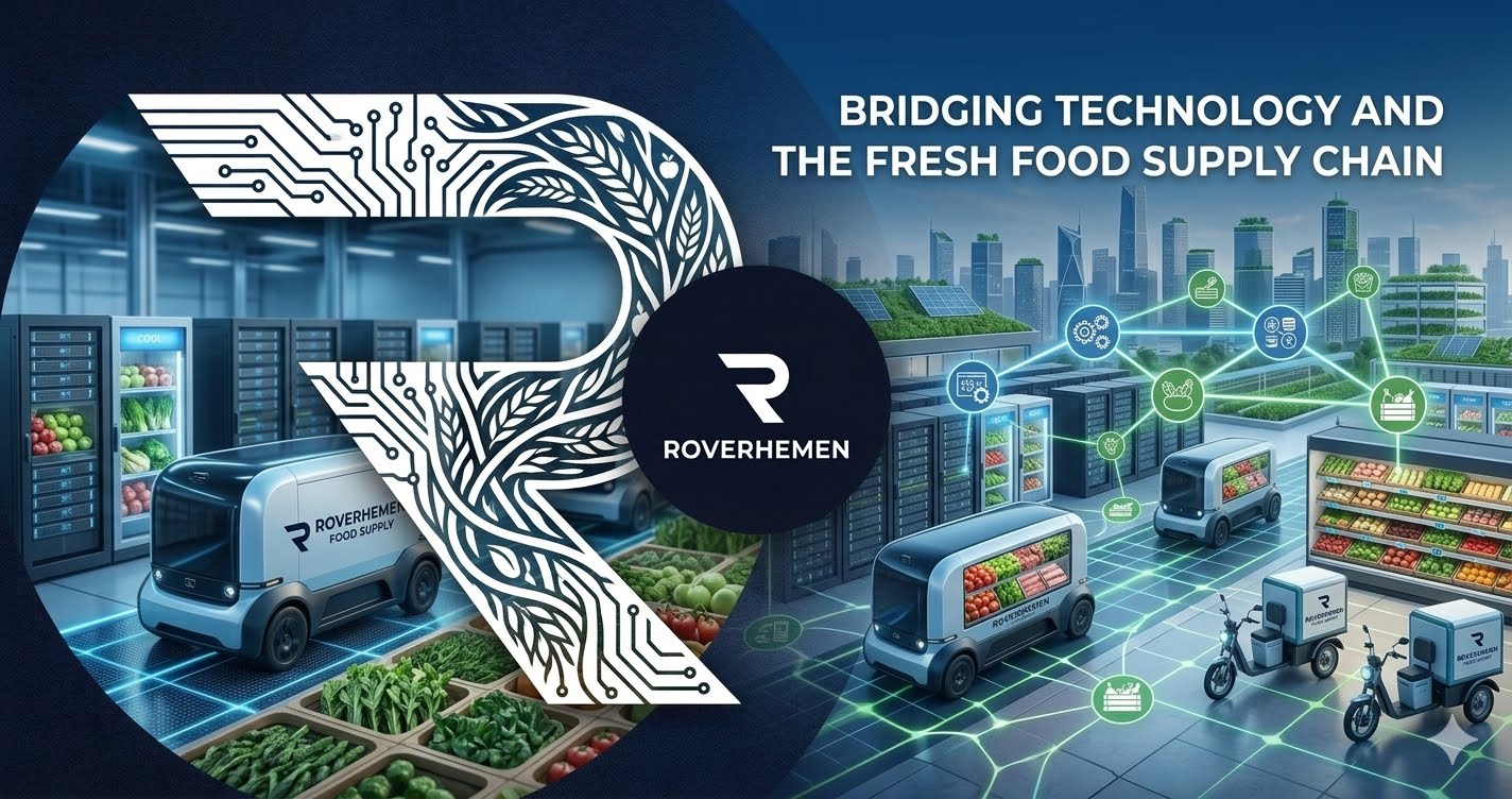 Ilustrasi integrasi teknologi dan distribusi pangan Roverhemen